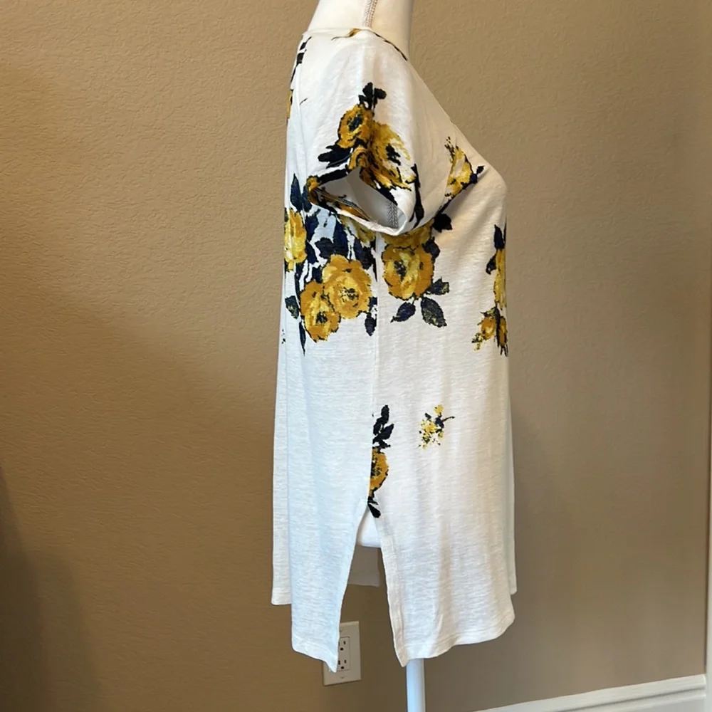 Lucky Brand Linen Blend Short Sleeve Floral Tunic - Picture 7 of 12